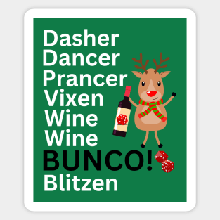 Funny Bunco Night Christmas Wine Wine Bunco Sticker